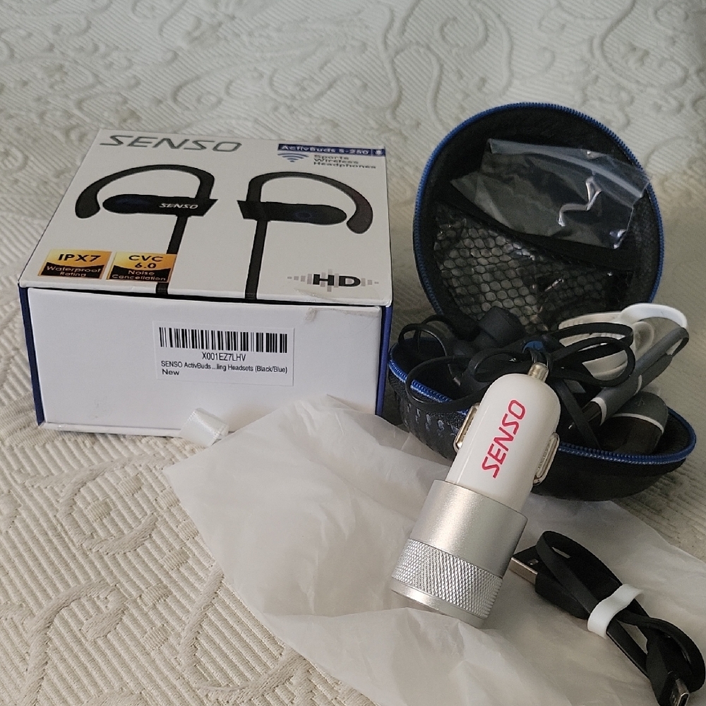 SENSO Black and Silver Bluetooth Headset with Noise Cancellation
